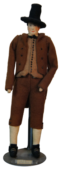 Antique Welsh Folk Art Pilgrim Man Cloth Doll Formal Wool Suit Wales 10"