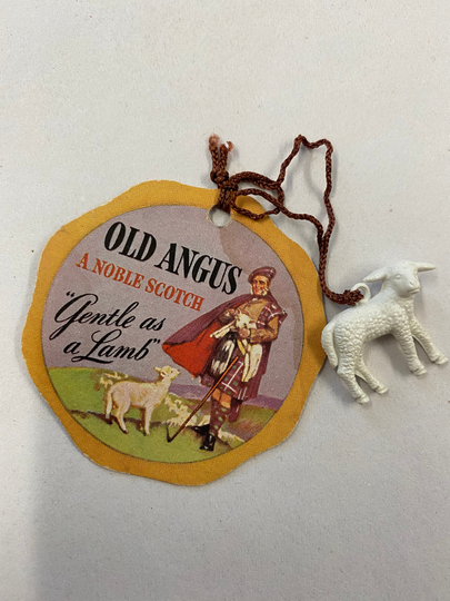 Old Angus Blended Scotch Whiskey Paper Label With Lamb Advertising
