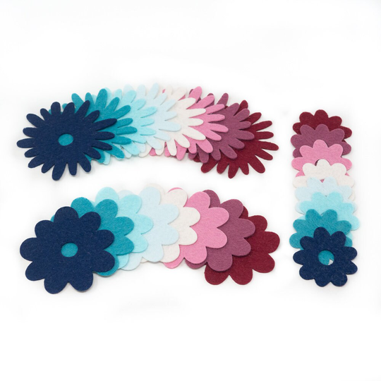 48 Abby Wool Blend Felt Die Cut Applique Flowers - Ombre Colors