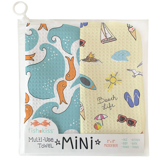 Beach Life Multi-Use Mini Towel, Wash Cloth, Towel Gift Pack