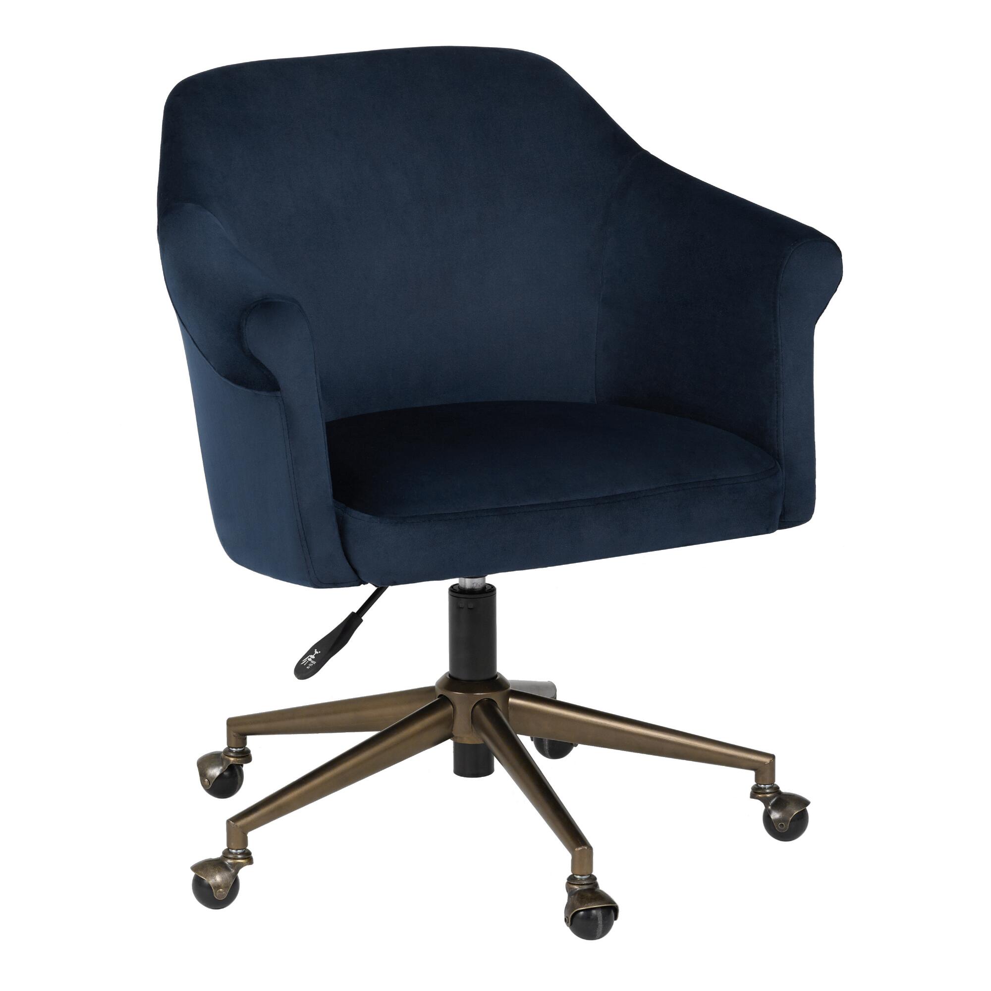Navy Blue Velvet Declan Upholstered Home Office Chair by World Market