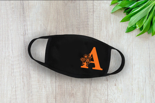 Letter With Flower Reusable Mask Custom Color | Cute For Everyday Use Flowery Name