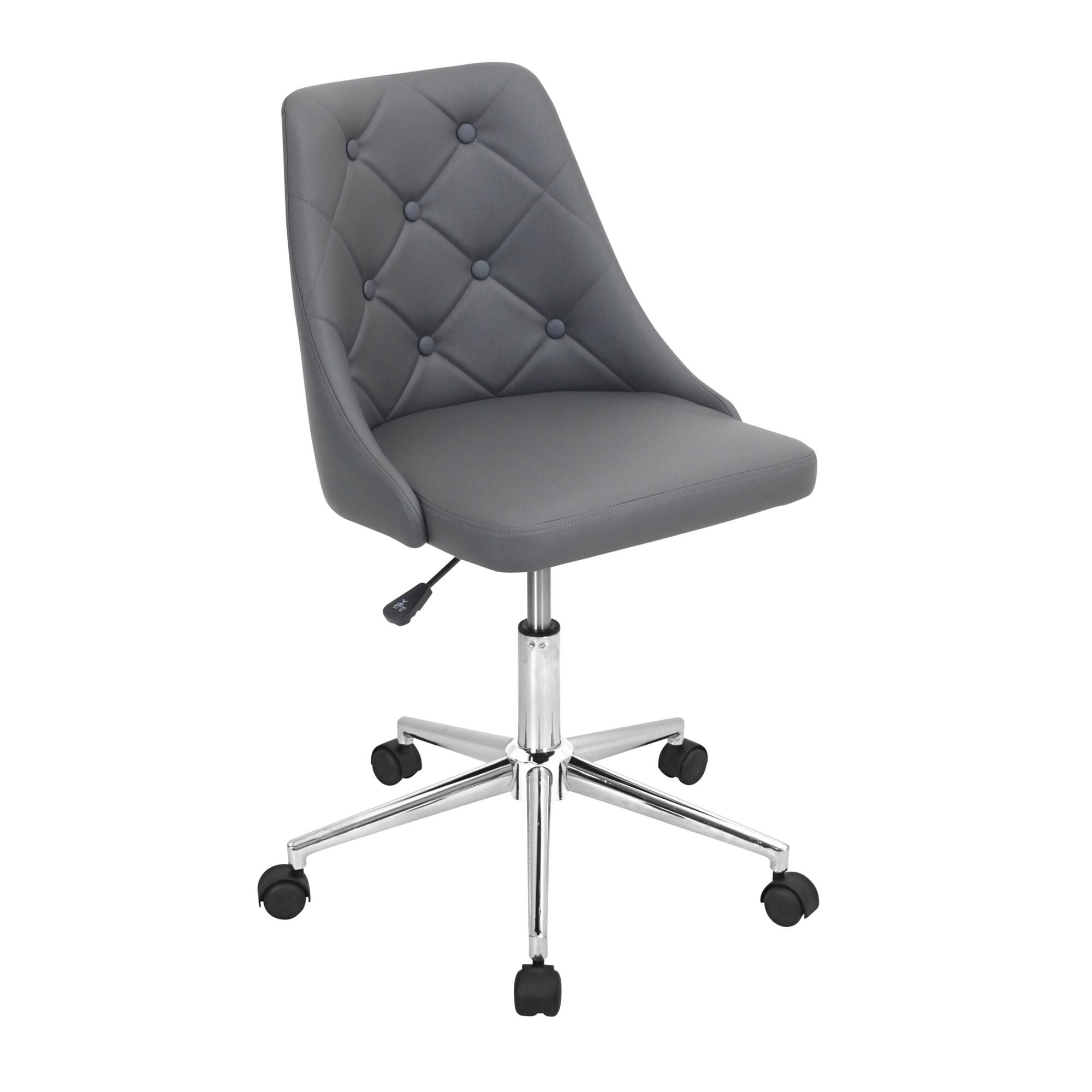 Faux Leather Tufted Aria Upholstered Home Office Chair: Brown/White by World Market