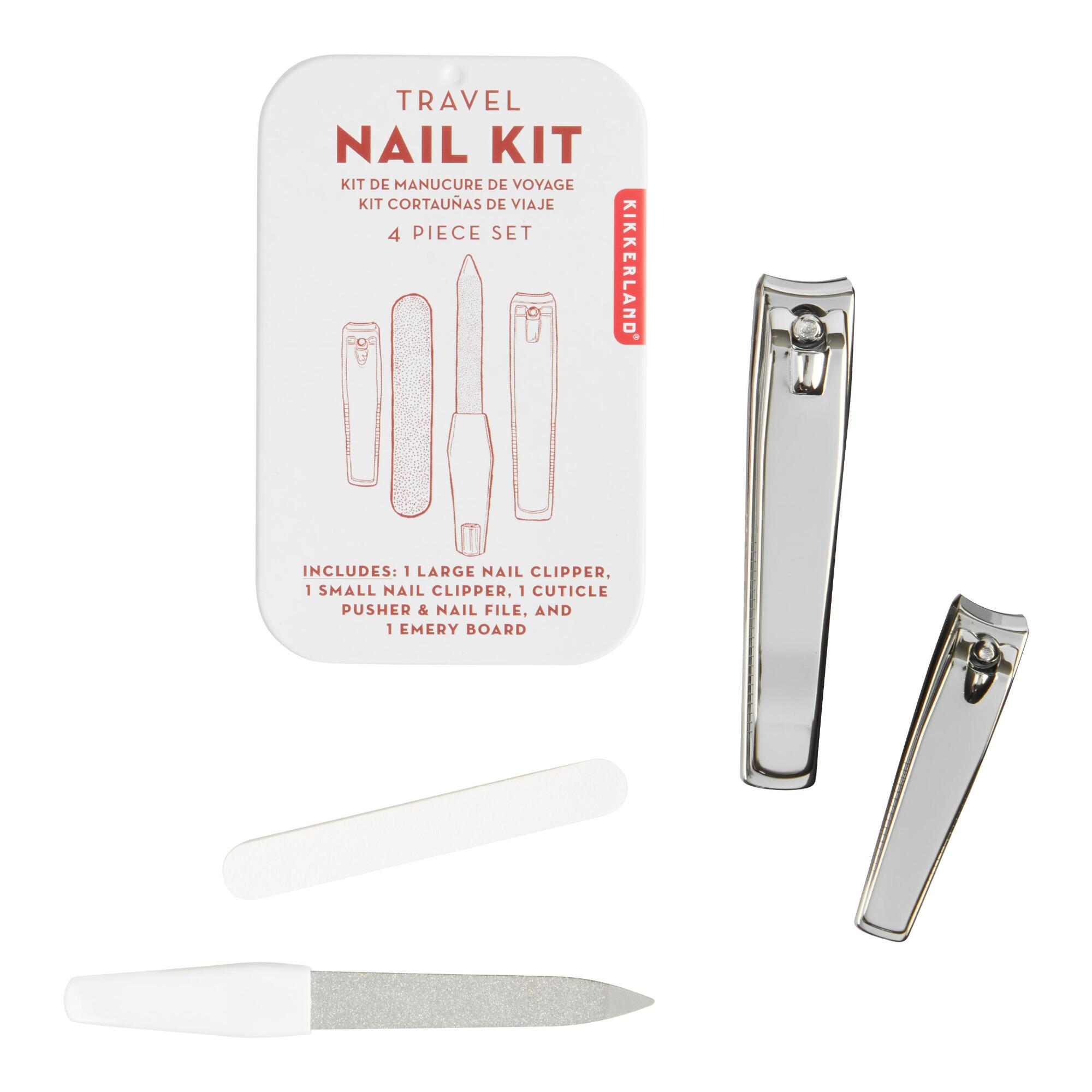 Kikkerland Travel Nail Kit 4 Piece: Red/White - Metal by World Market