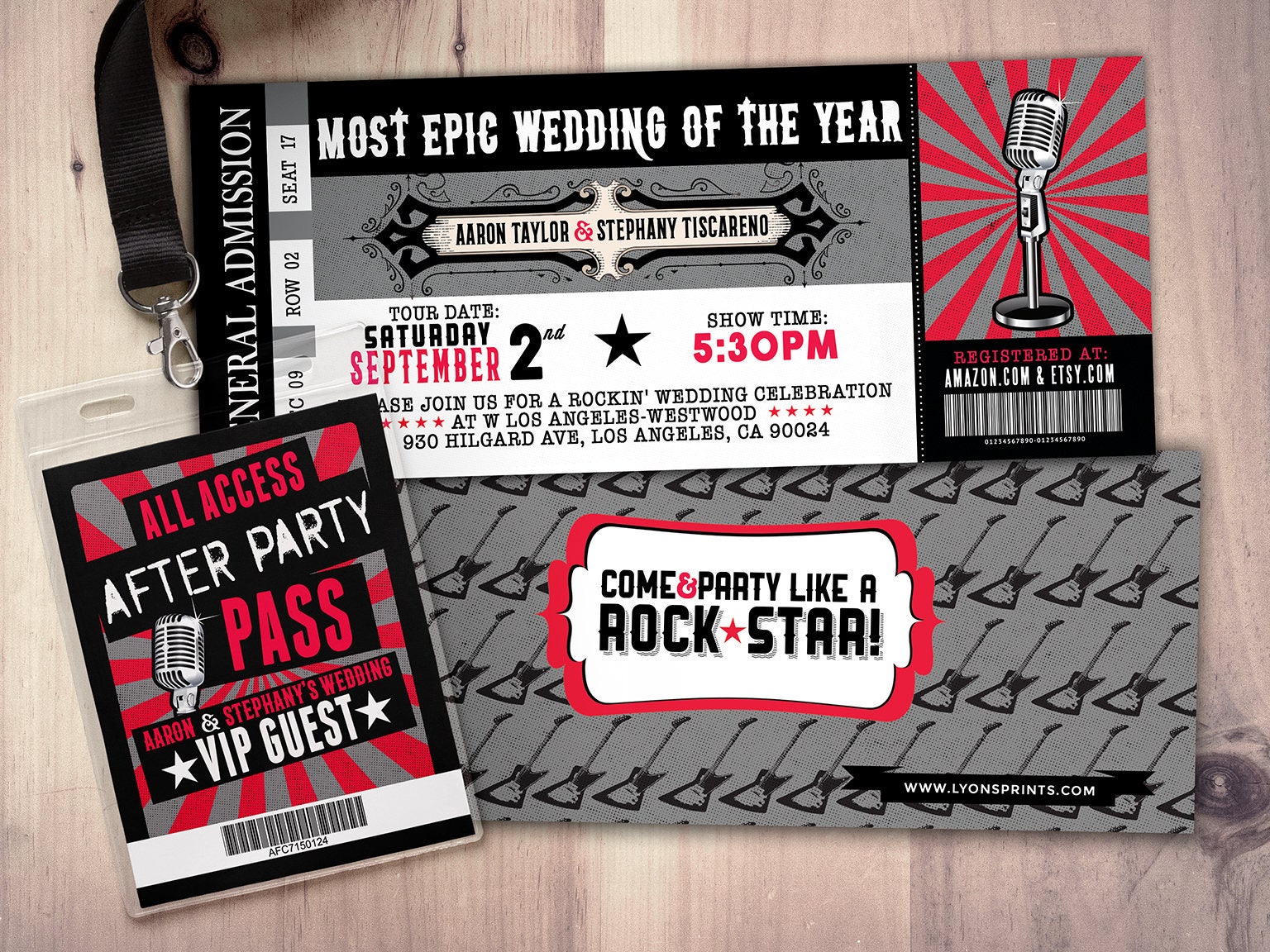 Rock Star Wedding Invite/Bridal Shower Invitation, Ticket Bridal Shower Invitation, Rockstar Shower, Save The Date, Invitation