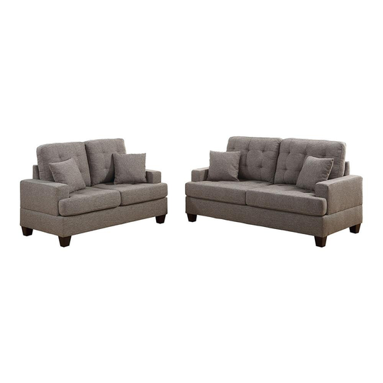 Poundex Oleta Casual 2-Piece Polyester/Polyester Blend Coffee Living Room Set in Brown | F6501