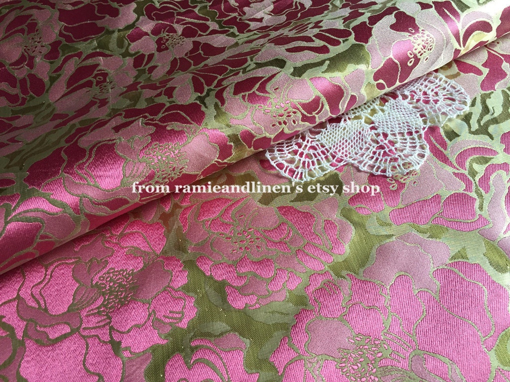 Silk Fabric, Gold Lurex Lame Yarn Blend Brocade Remnant, 38 By 44 Wide"