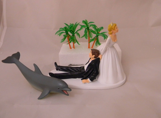Wedding Reception Beach Ocean Dolphin Party Cake Topper
