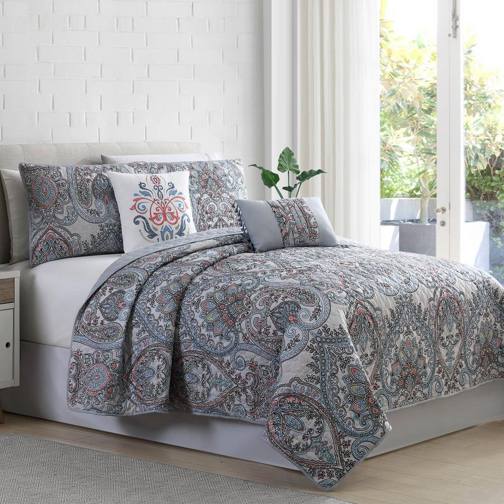 Amrapur Overseas Printed reversible quilt set Multi Multi Reversible Twin Quilt (Blend with Polyester Fill) | 3QLT5STG-RLY-TN