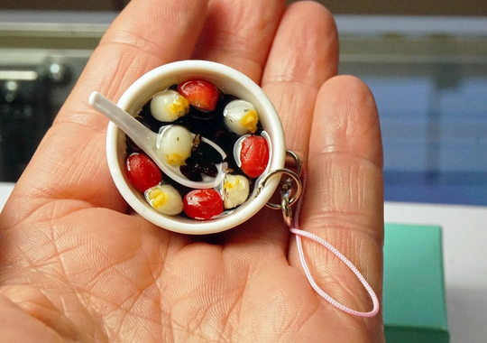 Miniature Soup Bowl, Seafood Soup, Cell Phone Food Charm, Gift For Her, Girlfriend Gift, Small Bag For Girl, in Box