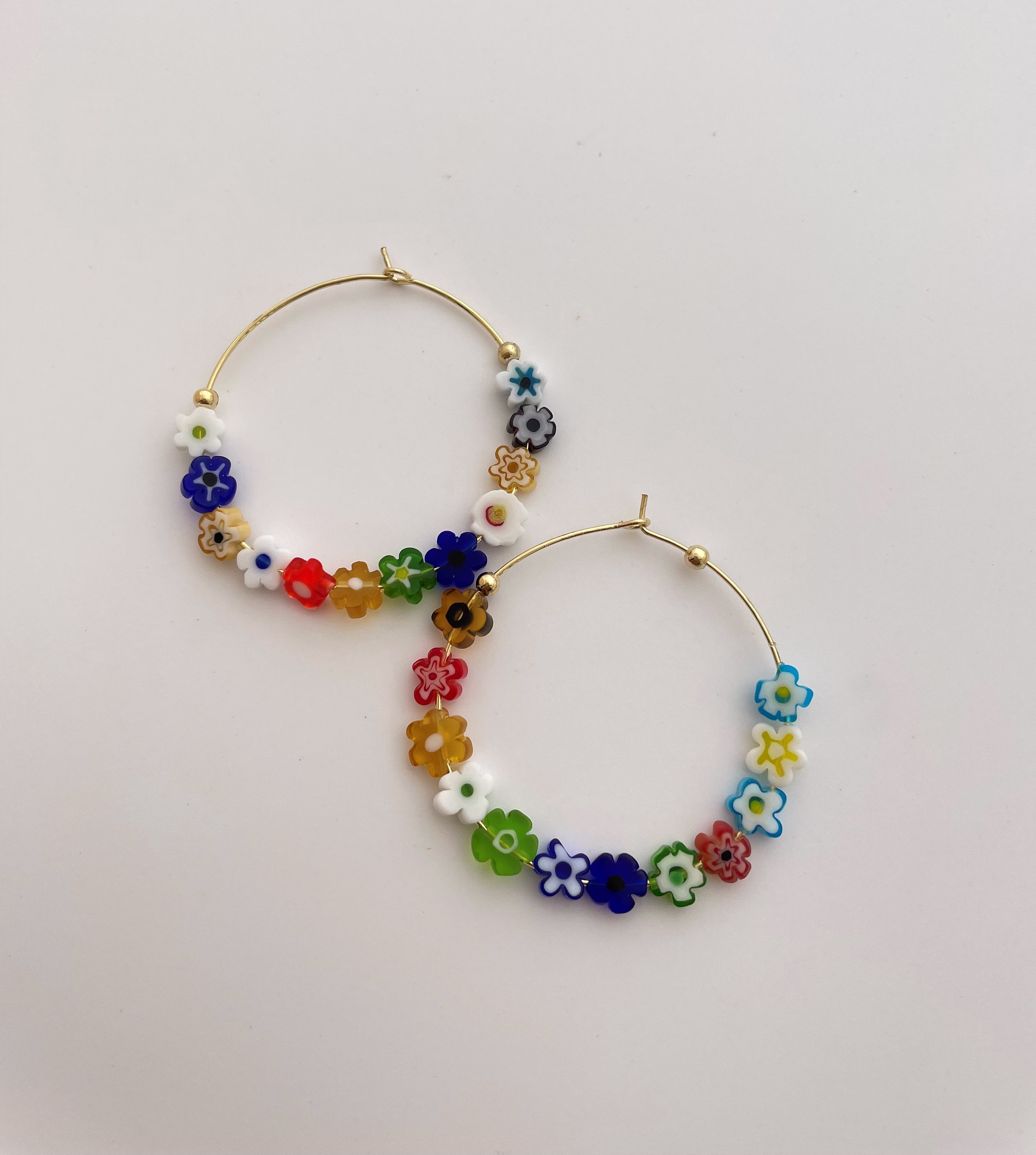 Gold 45mm Circle Beads Hoop Earring Endless Hoops Huggies Dangle Simple Earrings Everyday/Gift For Her