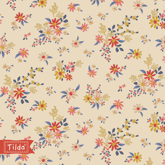 Tilda Chic Escape Daisyfield Blender Cream Yardage By Norwegian Designer Tone Finnanger