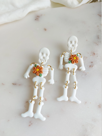 Skeleton Clay Earrings/ Halloween Earrings/statement Earrings