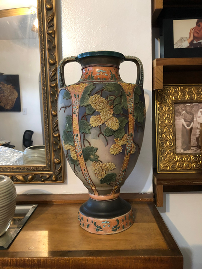Royal Satsuma Japanese Moriage//Cherry Blossoms// Double Handle Urn//Made in Japan//Porcelain//Art Nouveau/1920S Vase