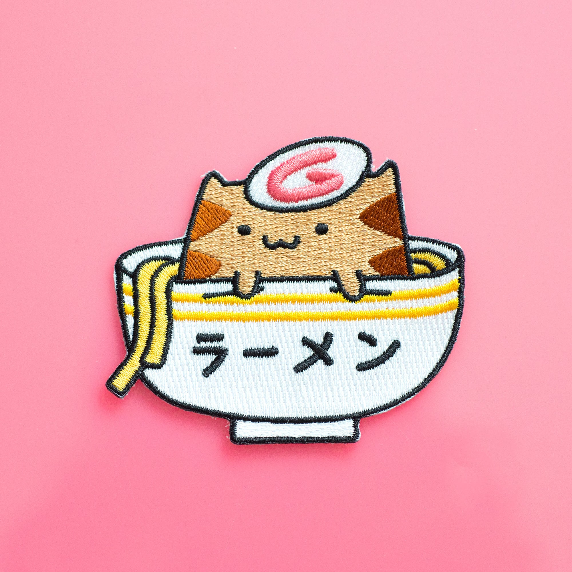Ramen Cat Iron On Patch, Cute Patches, Cat Kawaii Embroidery Patches