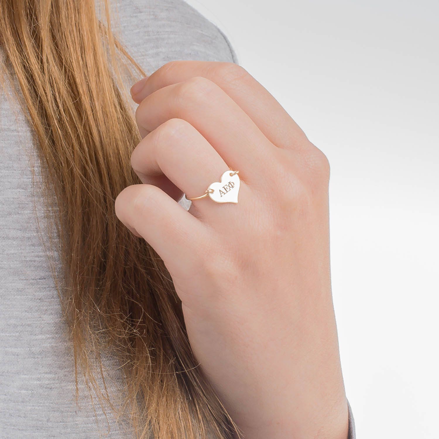 Alpha Epsilon Phi Heart Ring, Wire Aephi Sorority A E Big Little Gift, Ring