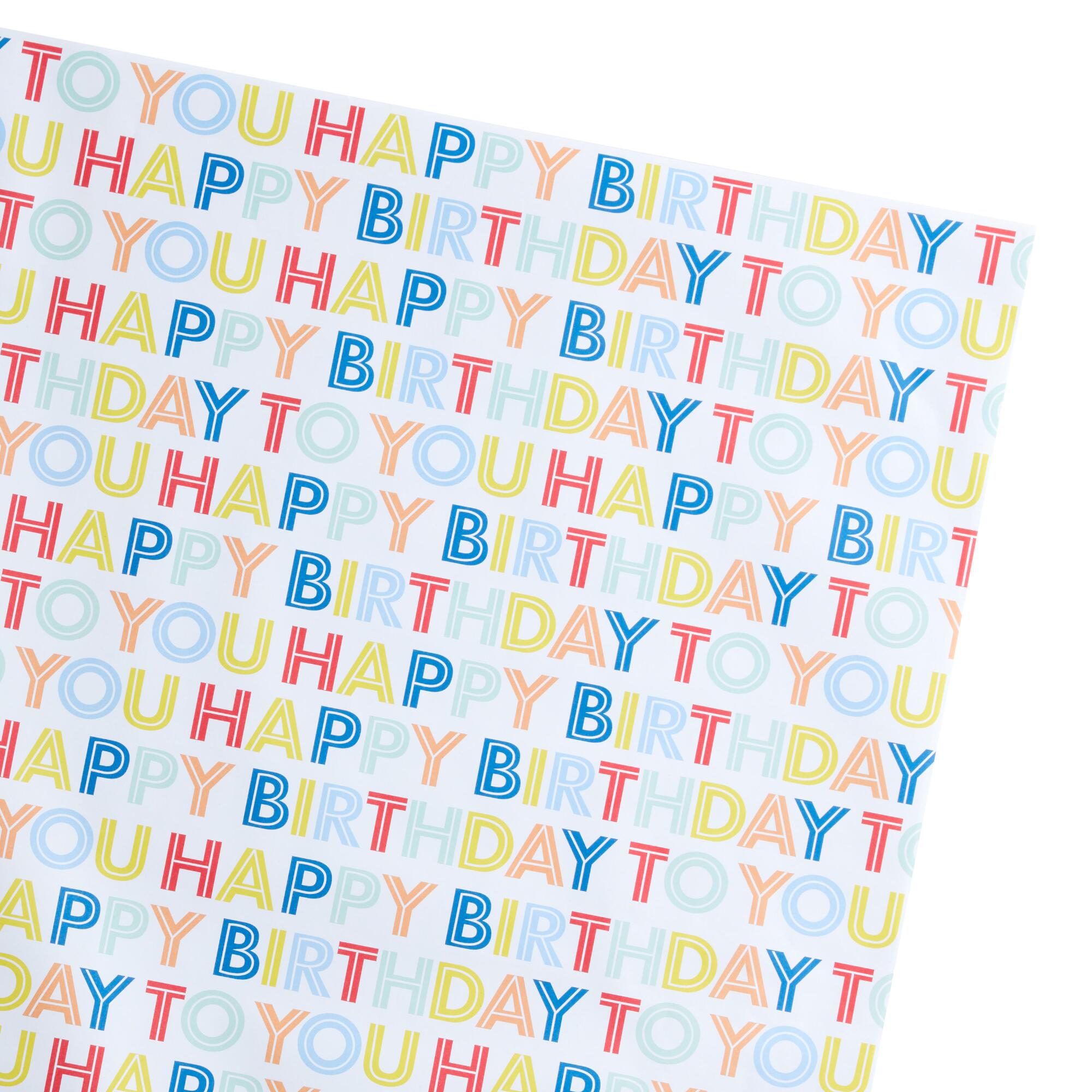Happy Birthday Text Wrapping Paper Sheets by World Market