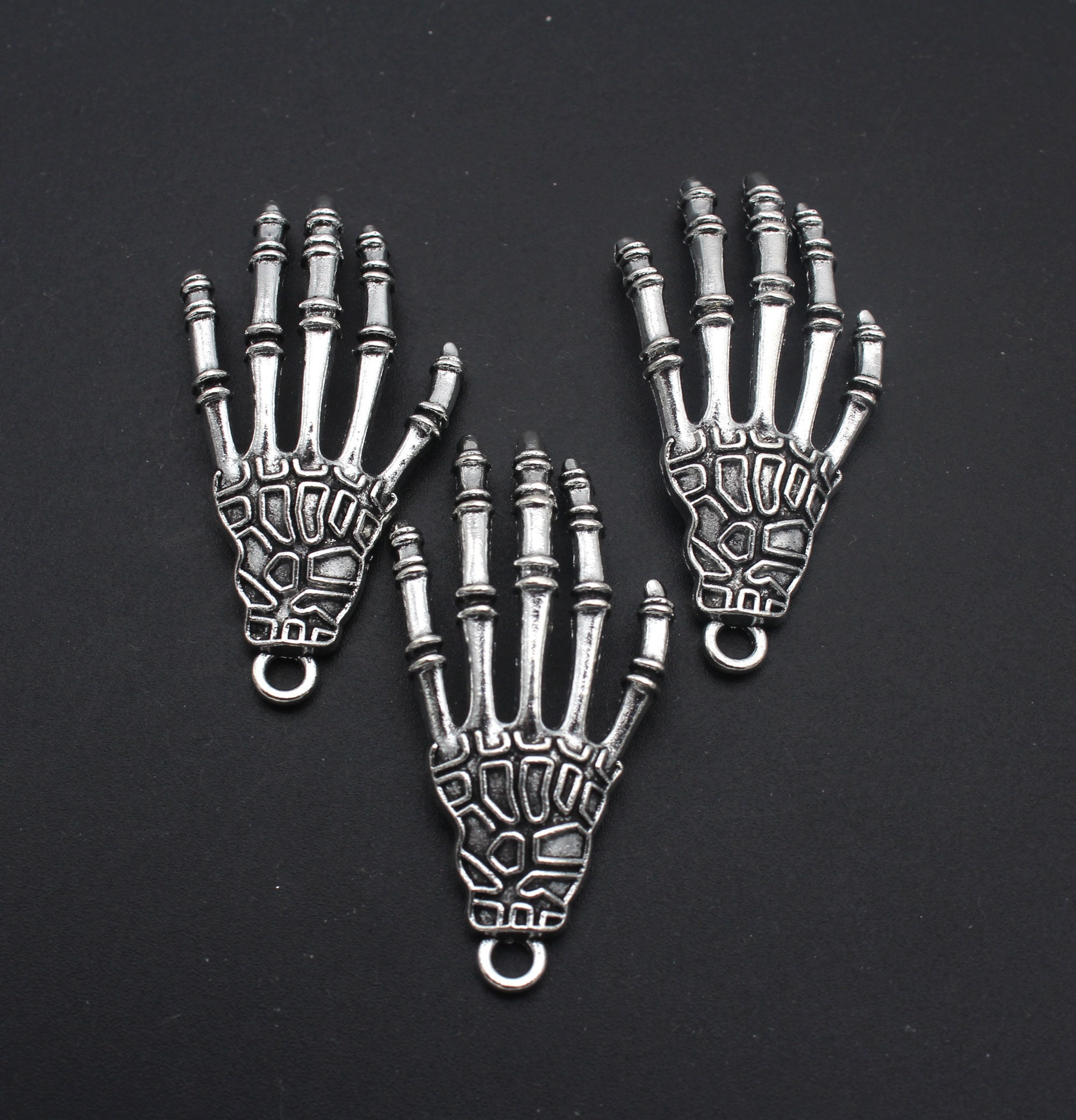 5Pcs Skeleton Hand Charm Pendant, Silver Skull Charm20x43mm-Yf424