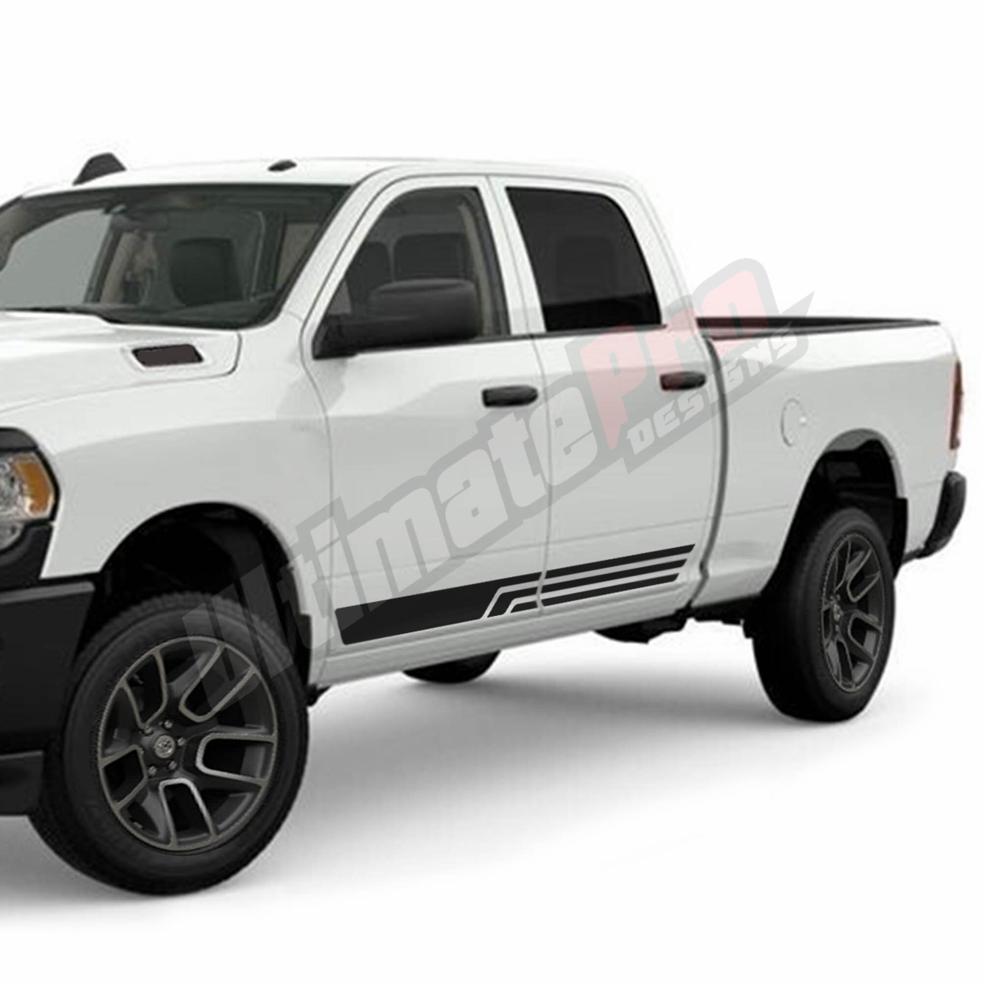 Pair Of Stripes Decal Sticker Sport Racing Compatible With Dodge Ram Crew Cab Longhorn Srt8 2500 2017 2018 2019 2020 Side Doors