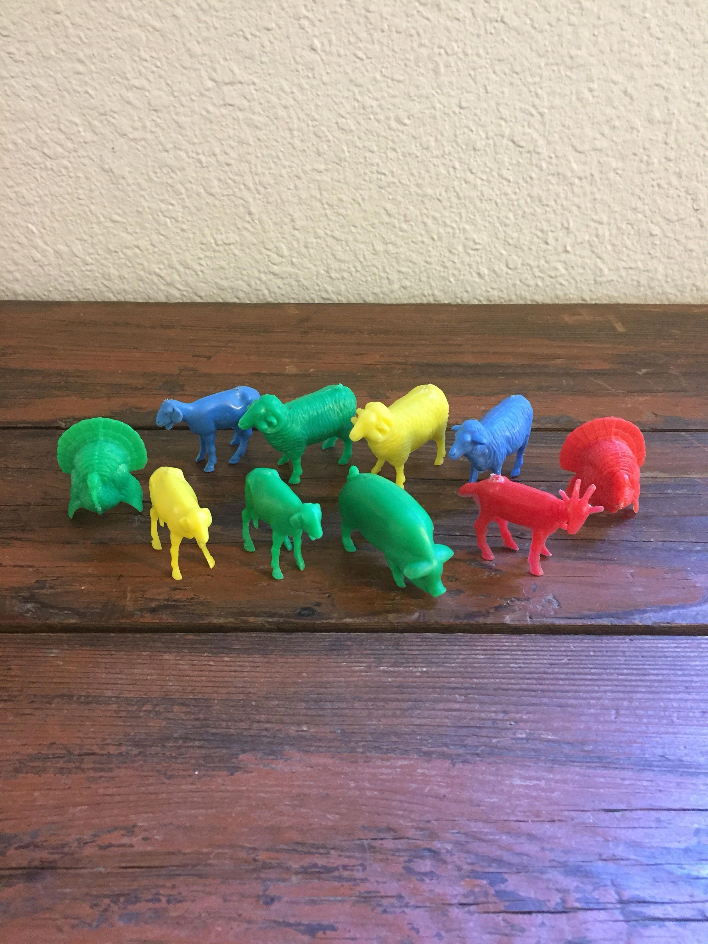 Lot Of Ten Bergen Toys/Vintage Plastic Farm Animal Marx