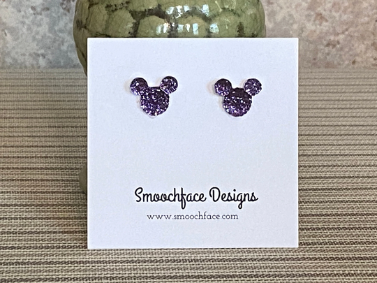 Glittering Mouse Clip On Earrings Lots Of Colors