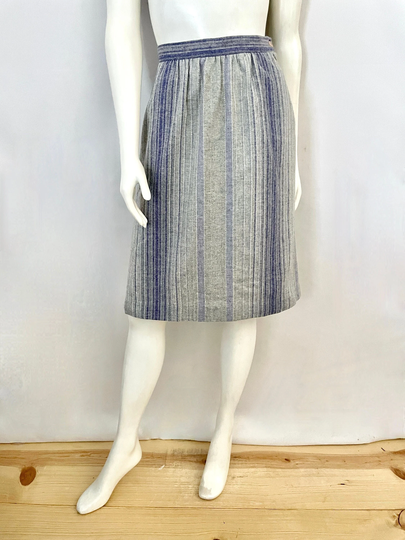 Vintage 70's Gray, Purple, Striped Wool Blend, Skirt | M
