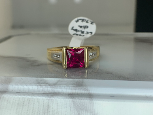 Estate 14Kt Lc Ruby & Diamond Ring
