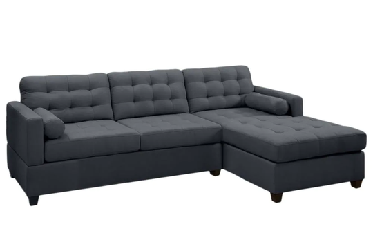 Poundex Hardin Casual Slate Black Polyester/Blend Sectional in Gray | F7587