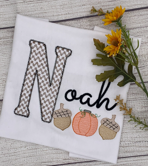 Acorn Pumpkin Trio Shirt/Personalized Thanksgiving Embroidery First Sketch Outfit