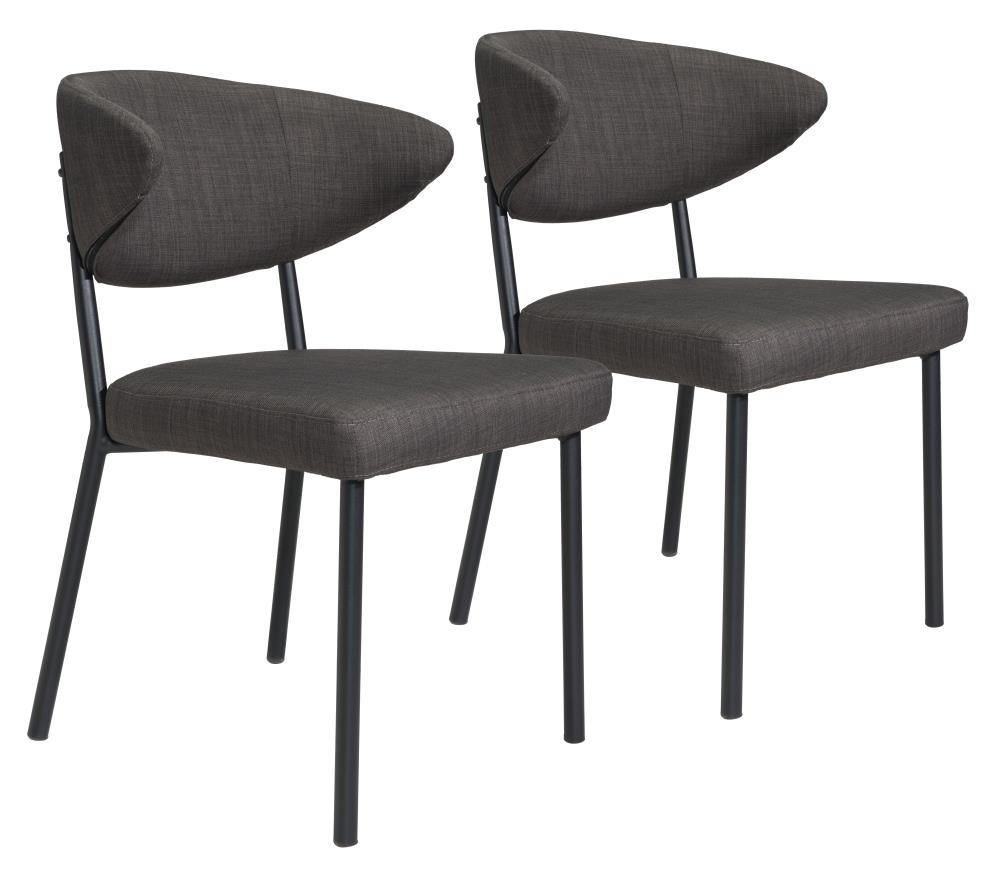Zuo Modern Set of 2 Pontus Contemporary/Modern Polyester/Polyester Blend Upholstered Dining Side Chair (Metal Frame) in Gray | 100764