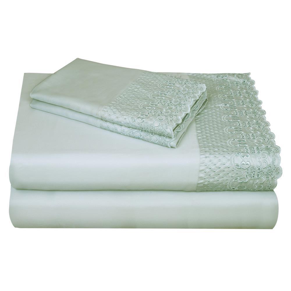 Grace Home Fashions RENAURAA Smart King Cotton Blend Bed Sheet in Blue | 1400CVC_ER-LC KPC BL