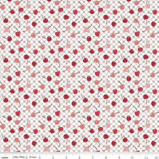 Cook Book Collection Cherries Red Yardage | 43" X 44" Wide By Lori Holt Of Bee in My Bonnet For Riley Blake Designs C11758 Red