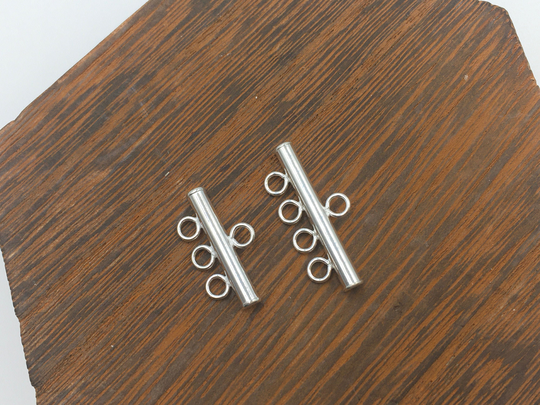 Multi Strand Ends, Reducer Bar, Connector Sterling Silver 3 Strand End, 4 1 Piece