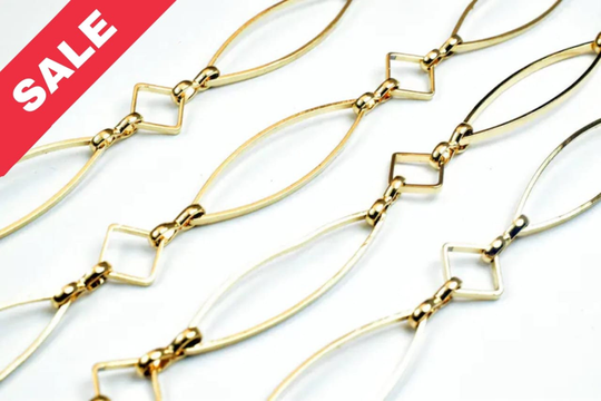 8mm Gold Plated Marquis Chain Size 27.5x8mm, Square 8x8mm Bohemian Finding For Jewelry Making Gfc082 Sold By Foot