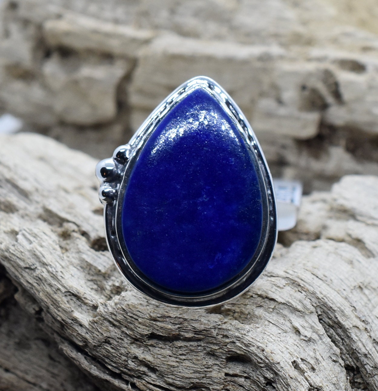 Lapis Lazuli Ring 6 Us, Silver Ring, Handmade Statement Birthstone Woman Mothers Day Gift 21-30 Ml