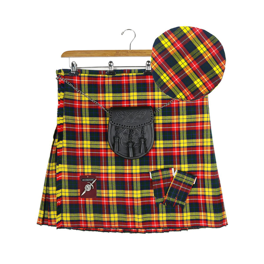 Buchanan Modern Wool-Blend Homespun Tartan Kilt & Accessories Bundle