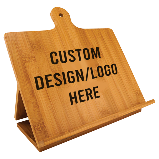 Engraved Wooden Cook Book Holder With Your Customized Design - Personalized Recipe Your Brand/ Logo