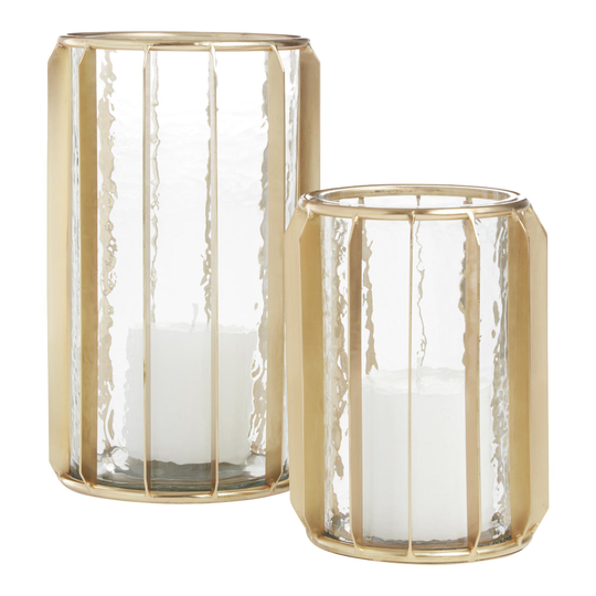 Gold Cage Glass Hurricane Candle Holder by World Market