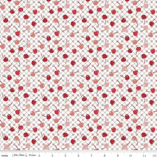 Cook Book Collection Cherries Red Yardage | 43" X 44" Wide By Lori Holt Of Bee in My Bonnet For Riley Blake Designs C11758 Red