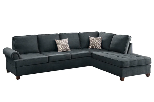 Poundex Azura Casual Dark Blue Polyester/Blend Sectional | F6991