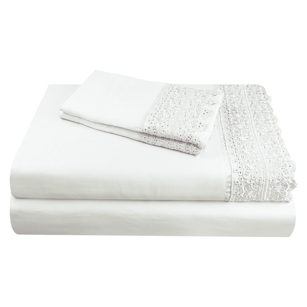 Grace Home Fashions RENAURAA Smart King Cotton Blend Bed Sheet in White | 1400CVC_AR-LC KPC WH
