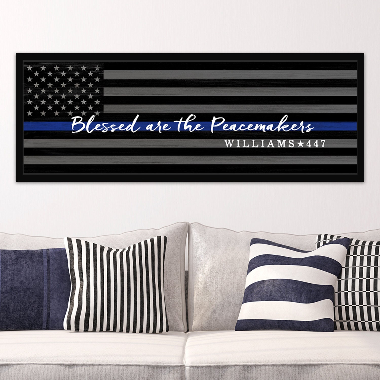 Blessed Are The Peacemakers | Thin Blue Line Personalized Police Officer Gift For Law Enforcement Cops Deputy Sheriff State Troopers