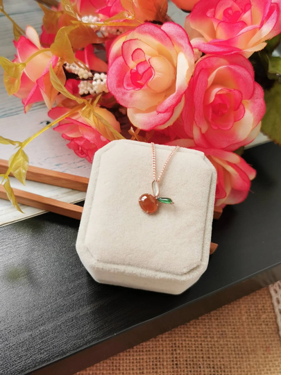 Icy Tri Colour Type A Grade Natural Jadeite Jade Fei Cui Bunny 18K Rose Gold Pendant