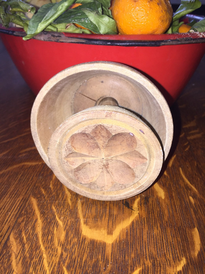 Large Antique Late 1800's Wooden Butter Mold, Usable, 3 1/2" Inside Diameter