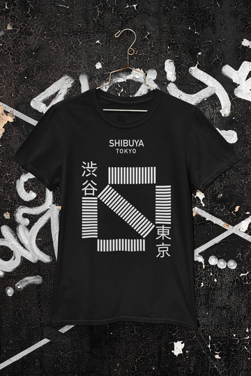 Japanese Shibuya Crossing Minimalist Tee, Tokyo T-Shirt For Men & Women