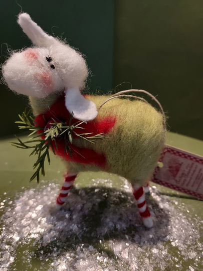 Christmas Sheep Felted Wool Ornament