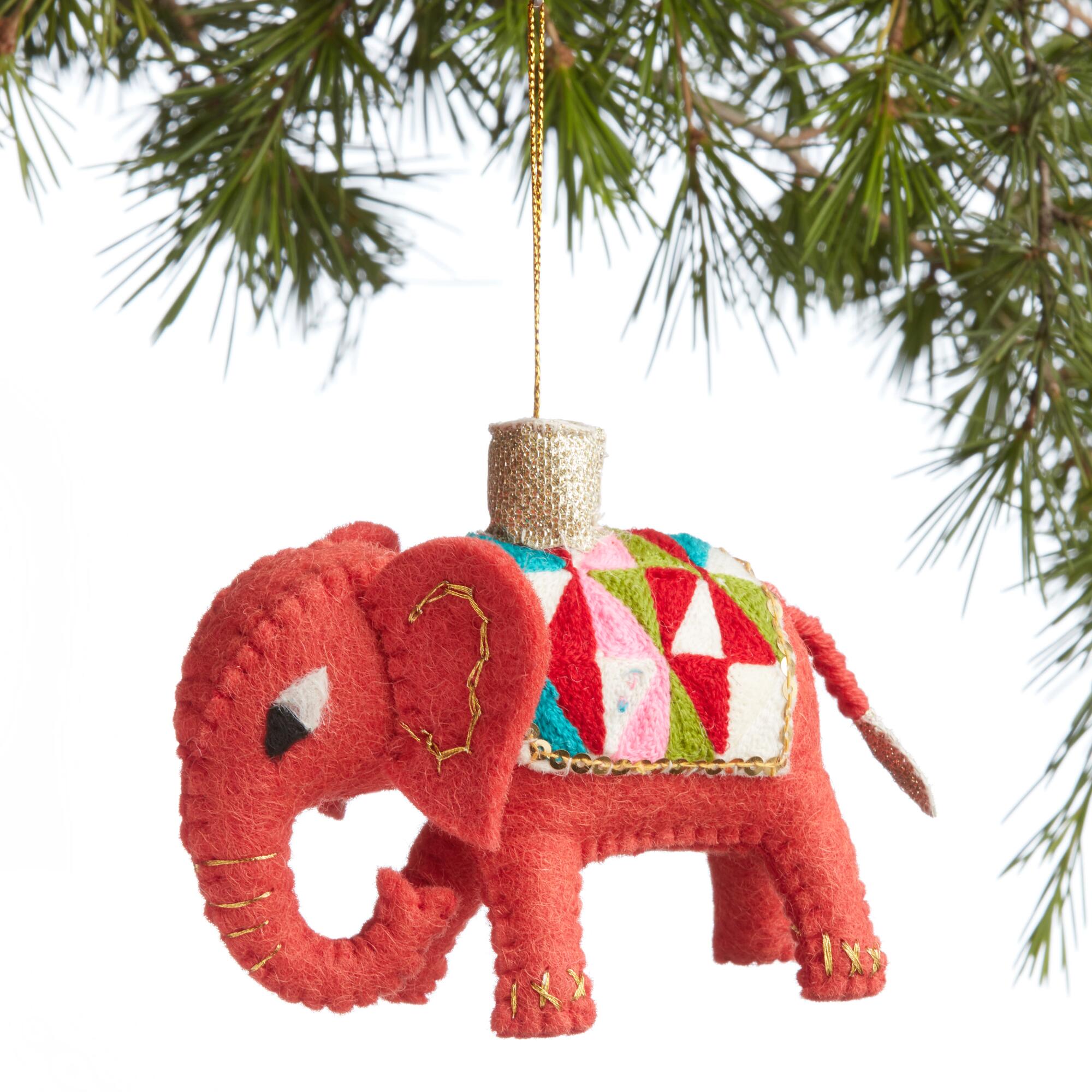 Bright Pink Wool Elephant Ornament by World Market