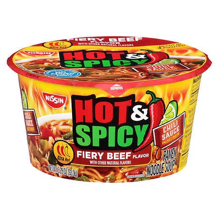 Nissin Hot & Spicy Ramen Noodle Soup Fiery Beef - 3.28 oz