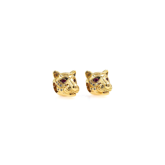 18K Gold Filled Leopard Head Spacer Beads, Gold Animal Beads For Diy Jewelry Bracelet Necklace Supply(15x11x11mm