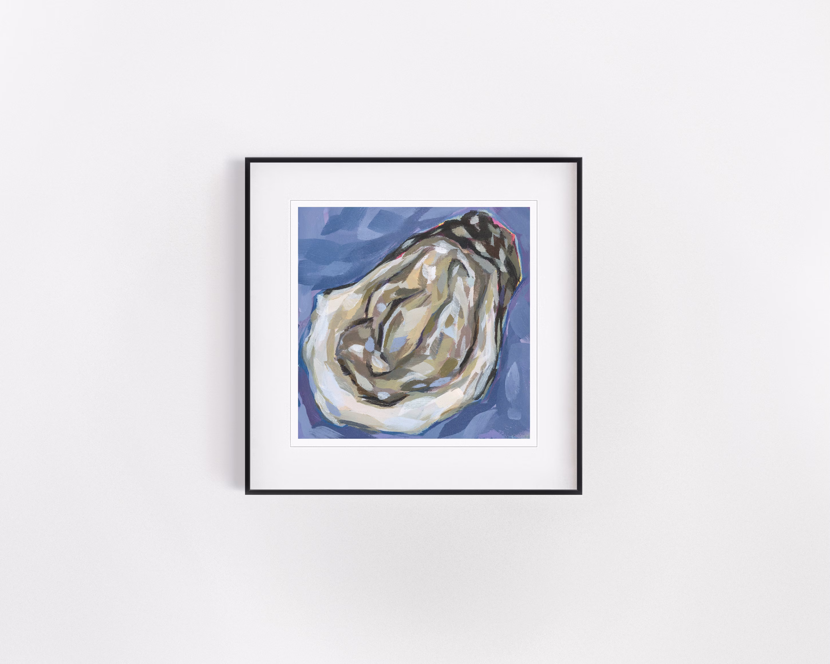 Oyster Art Print, Seafood Art, Wall Kitchen Decor, Food On The Half Shell, Acrylic Painting, Pearl